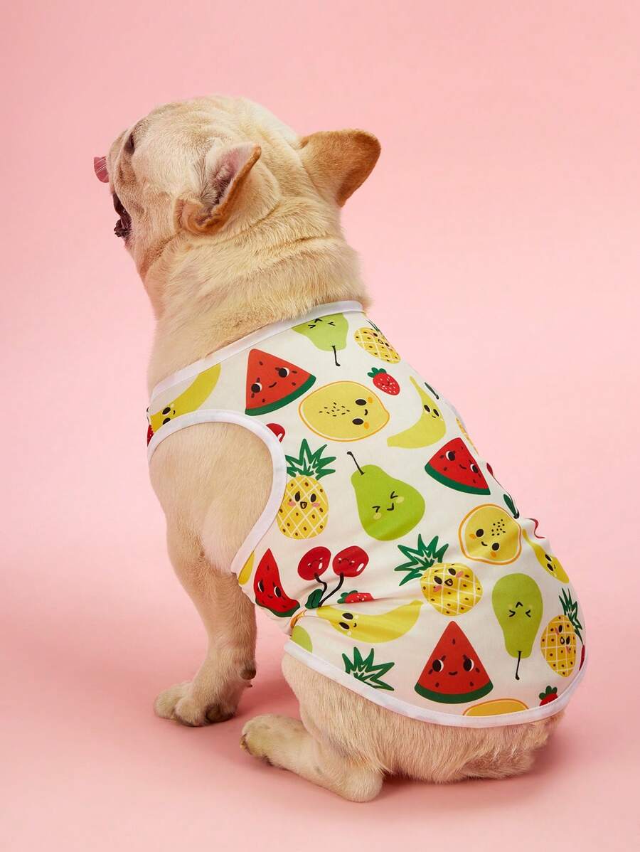 PETSIN 1pc Pet Dog/Cat Fruit Pattern Breathable Comfortable Vest - Multicolor - View 1