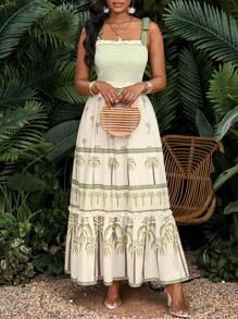 SHEIN Lady Váy len dài cho nữ có dây đeo mảnh, thời trang cho mùa hè - màu xanh lá - Xem 7