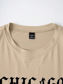 Manfinity Homme Men's Casual Slogan Print T-Shirt And Shorts Set, Summer Outfit Men Two Pieces Outfits Short Set