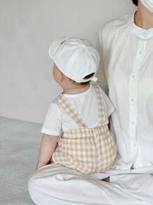 SHEIN 2 buc/set bebeluși băieți carouri drăguț rural confortabil casual all-match pantaloni scurți asortați fund - Multicolor - Vizualizare 8