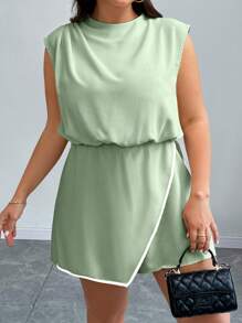 Calvaya Mono de estilo elegante de talla grande, de moda para el verano - verde menta - Ver 3