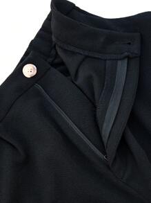 SHEIN Maternity Solid Color Pocketed Loose Casual Versatile Shorts Spring Women's Clothing - Black - View 9