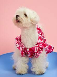 PETSIN 1 buah Gaun Musim Panas Kasual Lengan Pendek Motif Bunga untuk Anjing Peliharaan, Lucu & Manis - MultiWarna - View 4