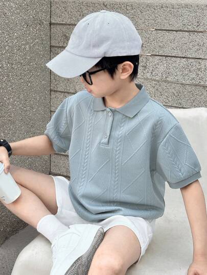 Vacaura 青少年男孩纯色短袖 Polo 衫，简约时尚，适合夏季