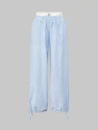 Y2K Lässig Homewear Baumwolle gestreifte lose gerade Hose (verstellbarer Fußaufsatz)