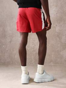 SUMWON Athletic Performance Quick-Wicking Nylon Running Shorts Drawstring Waistband Side Stripe Track Basketball Training Gym Workout Summer Sports Shorts Active Wear - Red - View 2