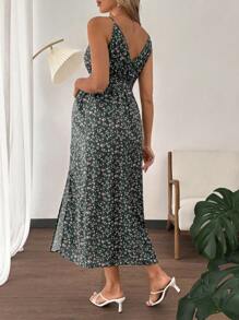 SHEIN Summer Casual Random Print Batwing Sleeve Maternity Dress