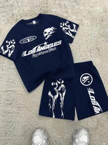 Tween Boys' Casual Simple Short Sleeve Crew Neck 2pc Set, For Summer - Multicolor - View 1