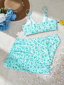 SHEIN Teen Girls Random Print 2-Piece Swimsuit Set Young Girls Sets Summer Sets For Girls Teen Girls Sets Cute Sets Teen Girls Sets Cute Sets Teen Girls Sets Teen Girls Sets Bathing Suits For Teens Top