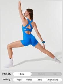 GLOWMODE 4.3 英寸 FeatherFit™-Air Insta-Cinch 收腹 腋下遮盖 臀部紧身 多肩带连体衣 连体裤 低冲击瑜伽 日常可拆卸罩杯 春夏