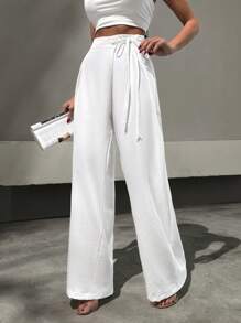 EURMUSE 女士开叉细节信封亚麻波西米亚风格裤子