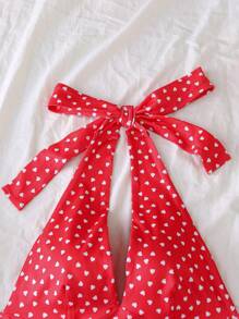 Breezaya Áo ba lỗ buộc cổ hở lưng cho nữ, thời trang tối giản cho mùa hè - Đỏ và trắng - Xem 3