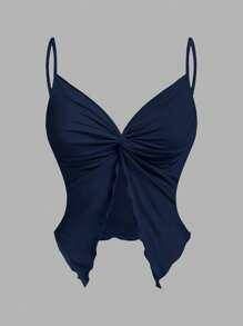 SHEIN MOD Áo không tay đan chéo trước xoắn cho nữ, Áo dễ thương, - Nhiều màu - Xem 12