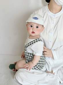 SHEIN 2 buc/set bebeluși băieți carouri drăguț rural confortabil casual all-match pantaloni scurți asortați fund - Multicolor - Vizualizare 9