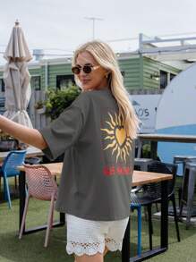 Aralina Buttery Soft Oversized Regular Length Graphic Cute Summer Tee Unisex Vacation Holiday Top