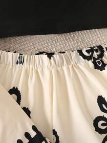 SHEIN 3 pièces Ensemble veste imprimée, débardeur et pantalon pour adolescentes, motifs floraux et géométriques