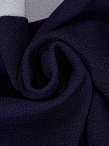 2pcs/Set Teen Boys' Casual Patchwork Crew Neck Outfit - Navy Blue - View 8