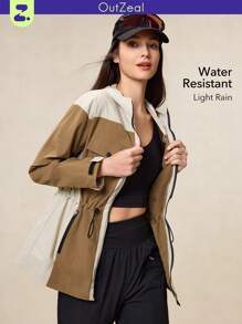 OutZeal Woman Waterproof Tear Resistant Nylon Color Blocking Hiking Jacket Windbreaker For Hiking