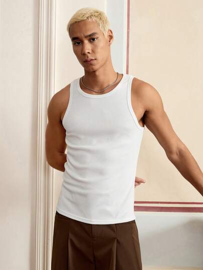 SWAVVY Maiou alb, strâmt, minimalist, casual, pentru bărbați, versatil, pentru vară, de zi cu zi