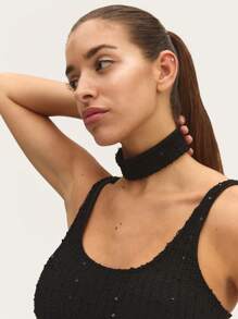 Nöista Black Ruched Spaghetti Strap Bralette
Chic Black Ruched Bralette With Spaghetti Straps, Perfect For Casual Evening Outfits Or Clubwear. - Black - View 5