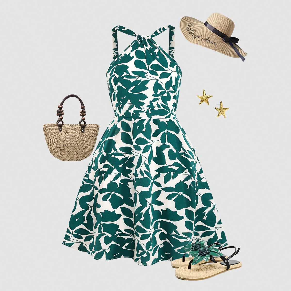 Vestido de una pieza de estilo europeo y americano para adolescentes, de elegante escote colgante, cintura impresa, ajuste ceñido, elegante y adecuad