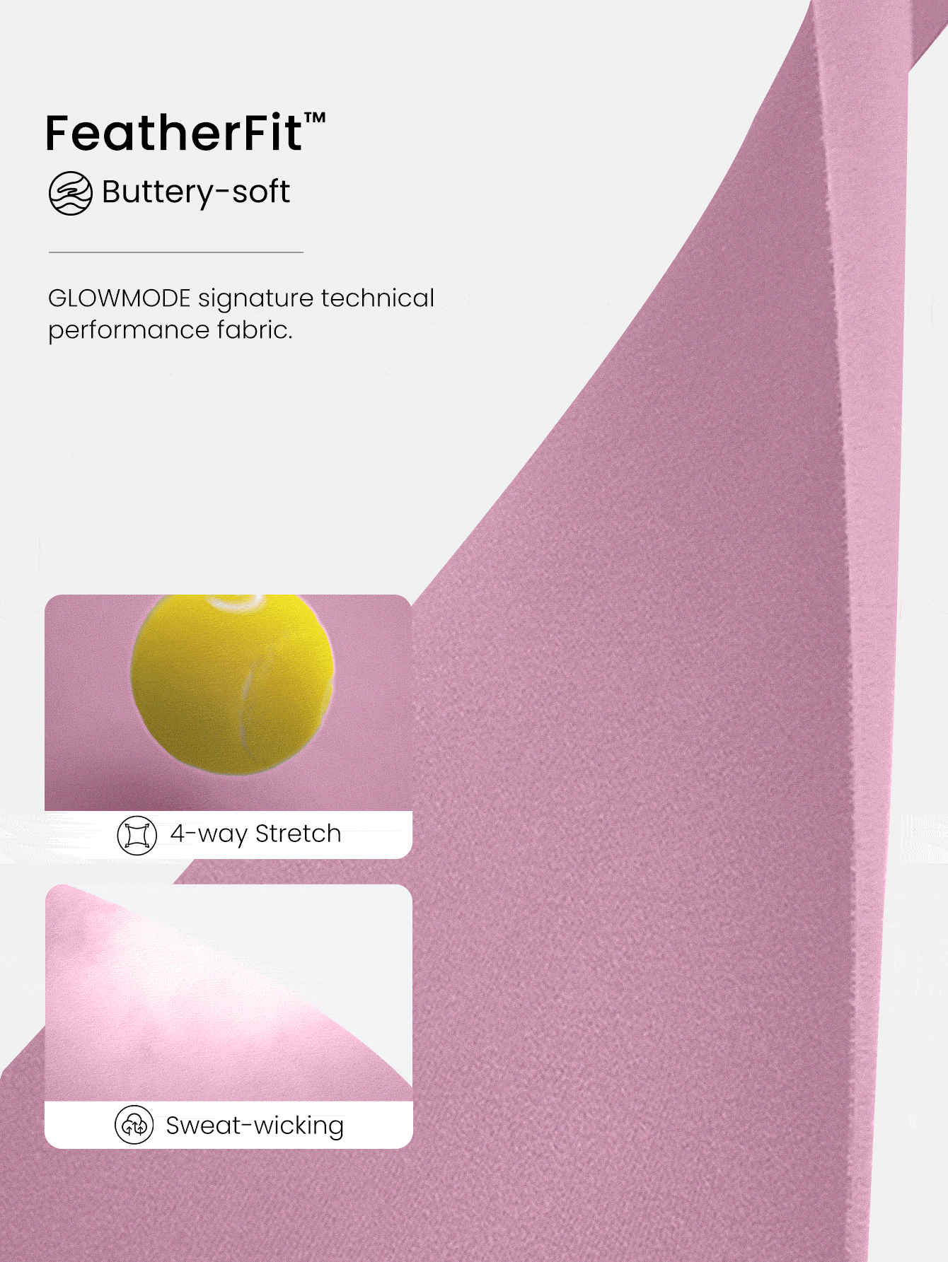 GLOWMODE FeatherFit™ Ruched Racerback Sports Bra Gym - Bubblegum Pink - View 5