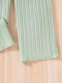 SHEIN Vintaside Kids Tween Girls' Flutter Ruffles Dress With Belt, Textured Fabric, Casual & Versatile, School, Campus, College - Mint Green - View 6