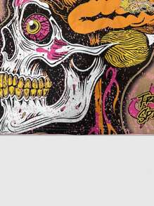ROMWE MEN Goth Camiseta de manga corta casual para hombres con estampado de calavera y letras