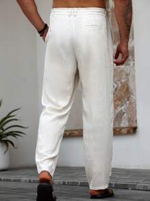 Manfinity RSRT Plus Size Men's Solid Color Casual Pants, Suitable For Summer - Apricot - View 2