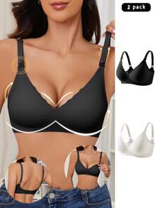 BloomMama 2件装孕妇纯色拱形哺乳文胸 - 彩色 - 查看 6