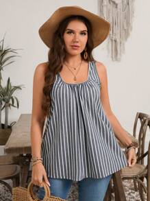 EMERY ROSE 大码条纹吊带背心上衣，时尚夏季服饰 - 彩色 - 查看 5