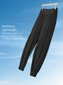 GLOWMODE Big Chill Quick-Dry Lightweight Adjustable Drawstring High-Waist Multi-Pocket Joggers High Impact Running Jogging Training Gym Workout Fall Winter - Black - View 2