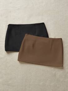 Comfortcana Two-Piece Set Mini Skorts With Lining, Anti-Flashing Bodycon - Coffee Brown - View 7