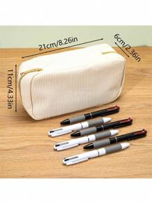 SHEIN 3 Black, 3 White + Beige Ballpoint Pen Pencil Case