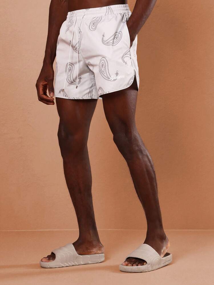 Designer Paisley Print Beach Swim Shorts