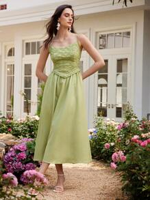 Chiquease Damen Sommer Kleid mit gewebter Stickerei, französischen Trägern, Hohlstickerei und Einsätzen für den Urlaub