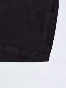 SHEIN ICON Plus Size Women's Fashionable And Sexy Denim Shorts Without Stretch - Black - View 6