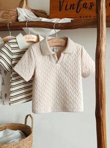 SHEIN Vintaside Kids Baby Boy Cute Comfortable Versatile All-Match Casual Fashion Textured Special Fabric Top