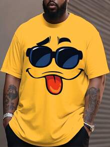 Manfinity Homme Plus Size Men's Fashionable Short Sleeve T-Shirt, Suitable For Summer - White - View 1