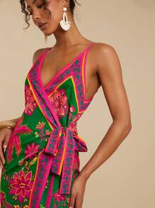 Travachic Women's Wrap Tie Side Floral Print Boho Beach Vacation Dress ,Suitable For Holiday , Afternoon Tea, Wedding Season, Beach Cruise Vacation, City Road Trip Vacation, Boho Vacation, Music Festival , Beachwear, Easter, Beach Outfits For Woman, Elegant Dress For Women, Vacation Outfits Women, Concert Outfit Women, Tropical Vacation Woman Clothes, Holiday Outfits, Bohemian Clothes,For Spring Sunmmer And Autumn