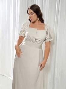 Firerie New Women Elegant Flare Sleeve Asymmetrical Structure V-Neck Dress, Texture Luxury Suitable For Date, Party, Valentine's Day