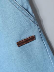 2 件套青少年男童春夏牛仔基本款 T 恤和牛仔短裤套装 - 淺色水洗藍 - 查看 6