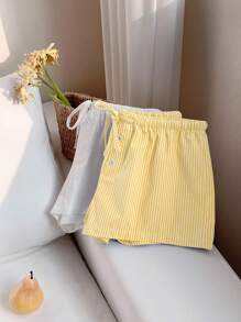 Comfortcana 2 chiếc quần short sọc vải lanh cho nữ - Nhiều màu - Xem 3