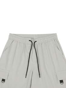 Manfinity Homme 宽松男式翻盖口袋抽绳腰工装短裤