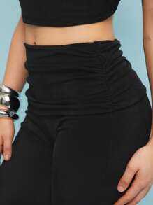 SHEIN Unity Pantalones plegables de tiro bajo básicos de uso diario, atuendos sexys para eventos, conciertos occidentales, festivales de música y country, para mujeres en verano, moda cowboy/cowgirl para la gran gira nacional