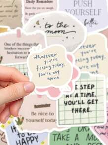 50pcs Debris In English Stickers Laptop Handbook Cell Phone Case Decorative Stickers - Multicolor - View 2