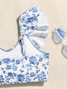 青少年女孩纯色三角比基尼，适合夏季的时尚泳衣