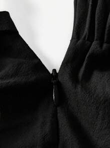 SHEIN Essnce 女士纯色打结不对称下摆休闲短裤夏季2条装裙子配短裤蝴蝶结短裤女式亚麻短裤 - 杏色 - 查看 5