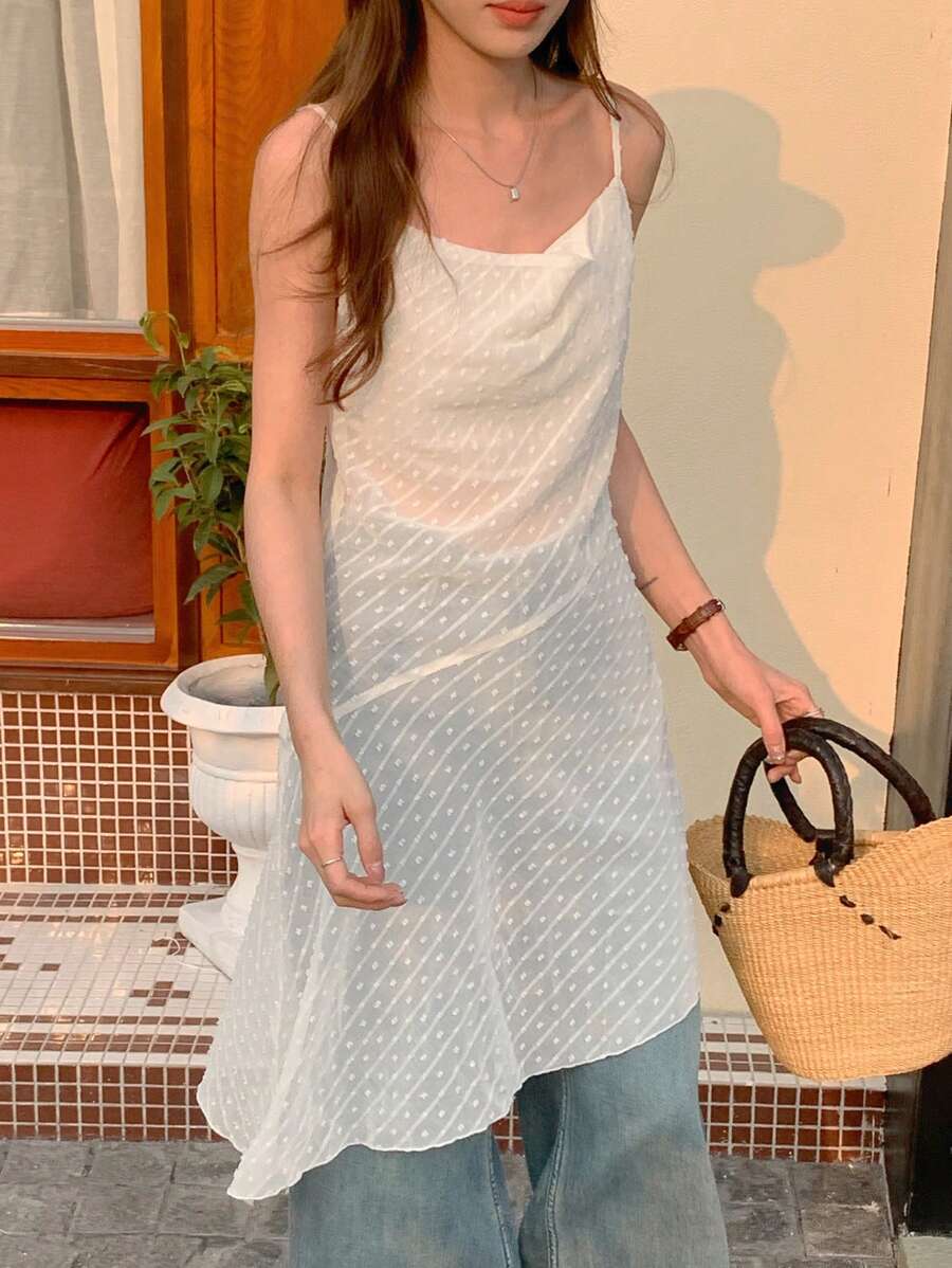 DAZY 夏季新款音乐节细肩带女士短款连衣裙 - 杏色 - 查看 1