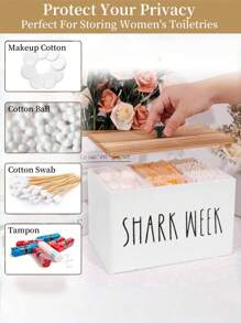 SHEIN 1pc Tampon Holder For Bathroom With Lid, Tampon Storage Pad Organizer For Bathroom, Tampon And Pad Storage Box Holder, Home Decor Accessory,Feminine Products Caddy, Bathroom Decor Box